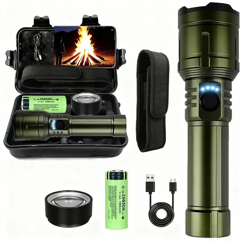 Ultra leistungsstarke Taschenlampe, konzentrierende Zündung, wasserdicht, militärische taktische Lampe, Outdoor-Camping-Abenteuer-Taschenlampe