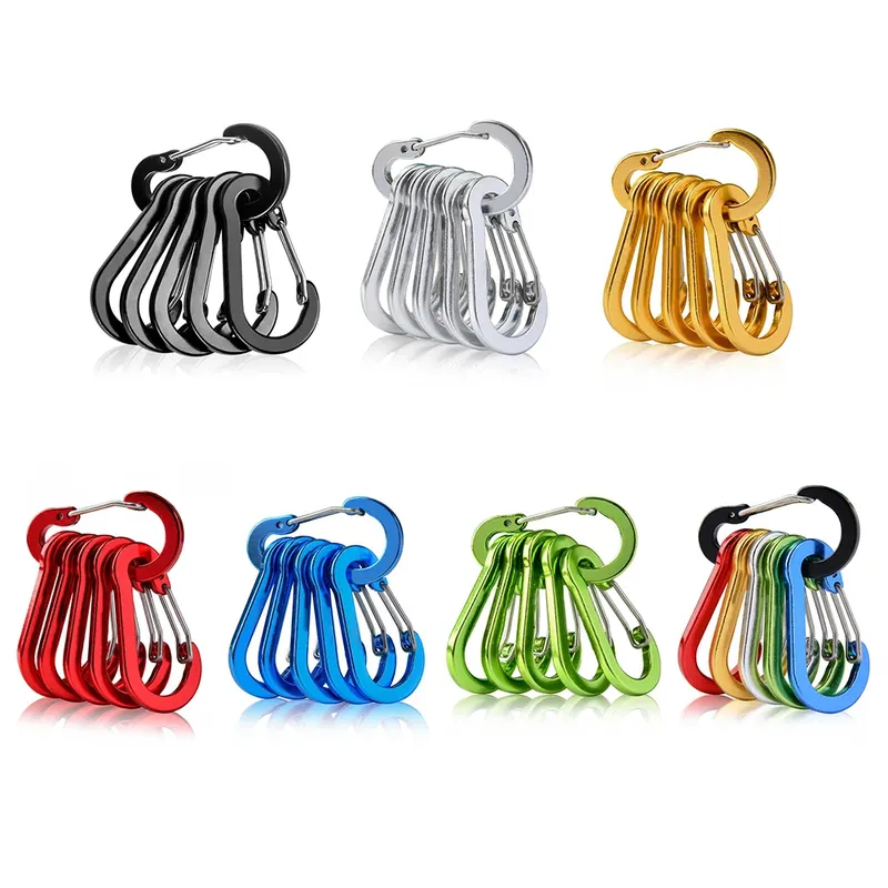 1-12PCS Karabiner Clip Set Tourist Haken Aluminium Legierung Angeln Karabiner Schnalle Karabiner Schlüssel Halter Schlüsselbund Camping karabiner