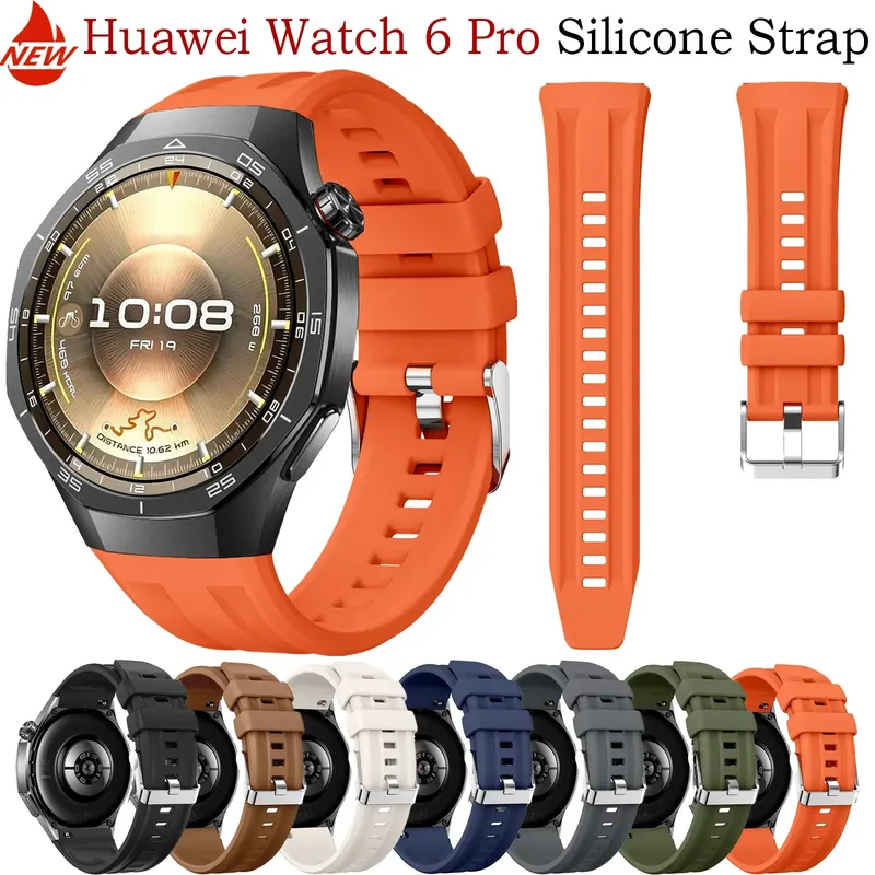 22 mm Sportarmband für Huawei GT6 Pro 46 mm, offizielles weiches Silikon-Armband für Huawei WATCH GT6 Pro 46 mm Damen Herren Armbänder