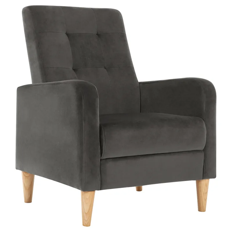 Samt-Lounge-Sessel, skandinavischer Relax-Umwandelstuhl mit gepolsterten Sitz-Armlehnen, hoher Rückenlehne für Wohnzimmer, Schlafzimmer, Zuhause