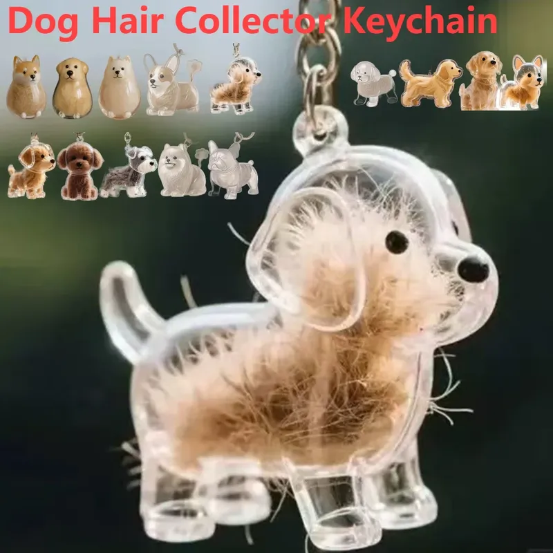 Cartoon Hund Form Hund Haar Lagerung Box Transparent Haar Pflege Tierhaar Schlüsselbund DIY Handgemachte Schlüsselring Welpen Anhänger Rucksack