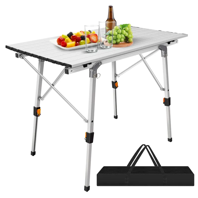 BRIEFNESS 3FT klappbarer Campingtisch aus Aluminium, leicht, höhenverstellbar, tragbar mit Aufbewahrung für Strand, Angeln, Grillen, Garten, Picknick