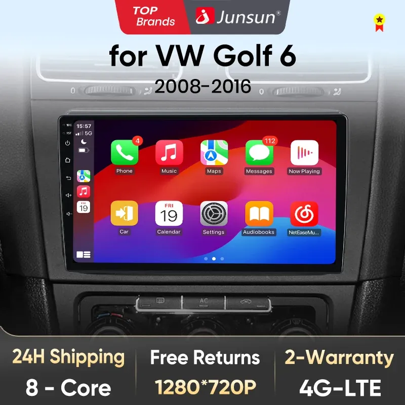 Junsun V1 AI Stimme Drahtlose CarPlay Android Auto Radio Für VW Volkswagen Golf 6 2008-2016 4G Auto multimedia GPS 2din Bluetooth
