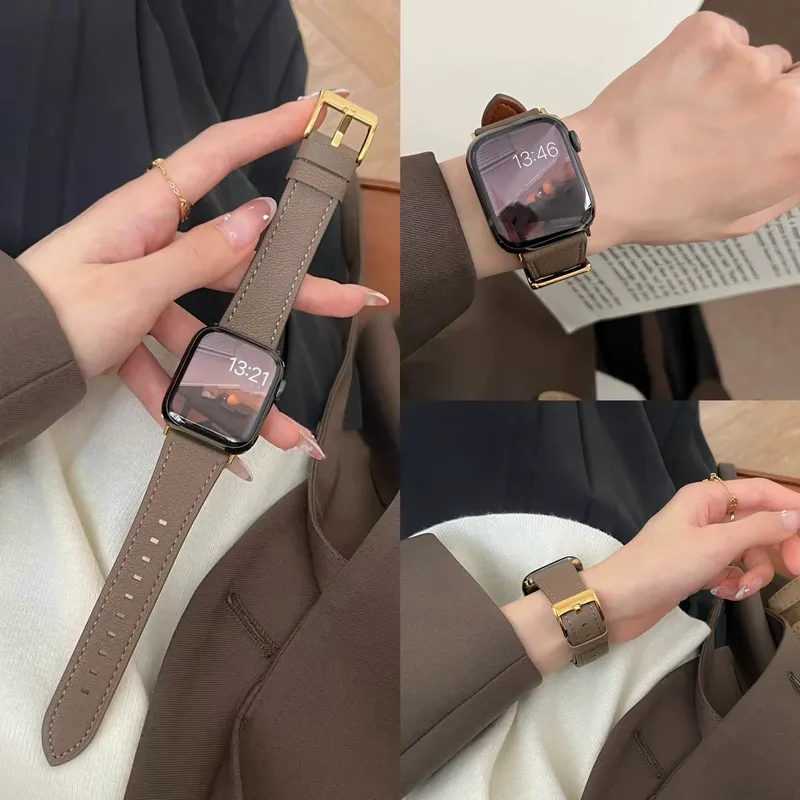 Lederschlaufe für Apple Watch Band Damen Sport Correa 38mm 40mm 41mm 42mm 44mm 45mm 46mm 49mm, Armband IWatch