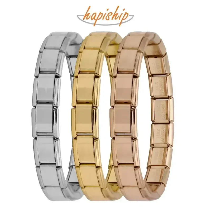 Hapiship Neue frauen Schmuck 9mm Breite Itanlian Elastische Charm Armband Mode Edelstahl Armreif ST-